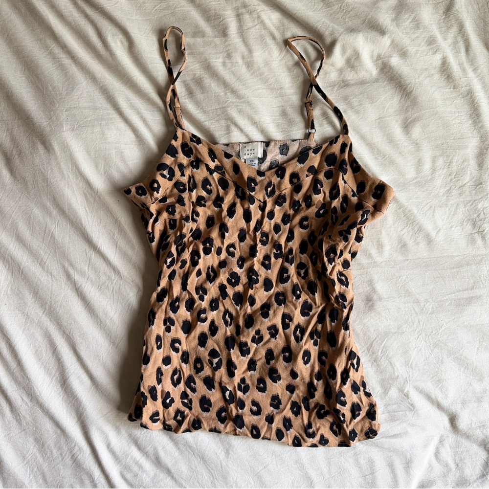 a new day Beige and Black Leopard Print Cami